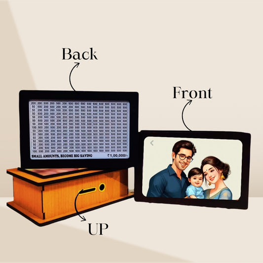 Premium Wooden Money Bank - Save ₹1, Build Your Fortune