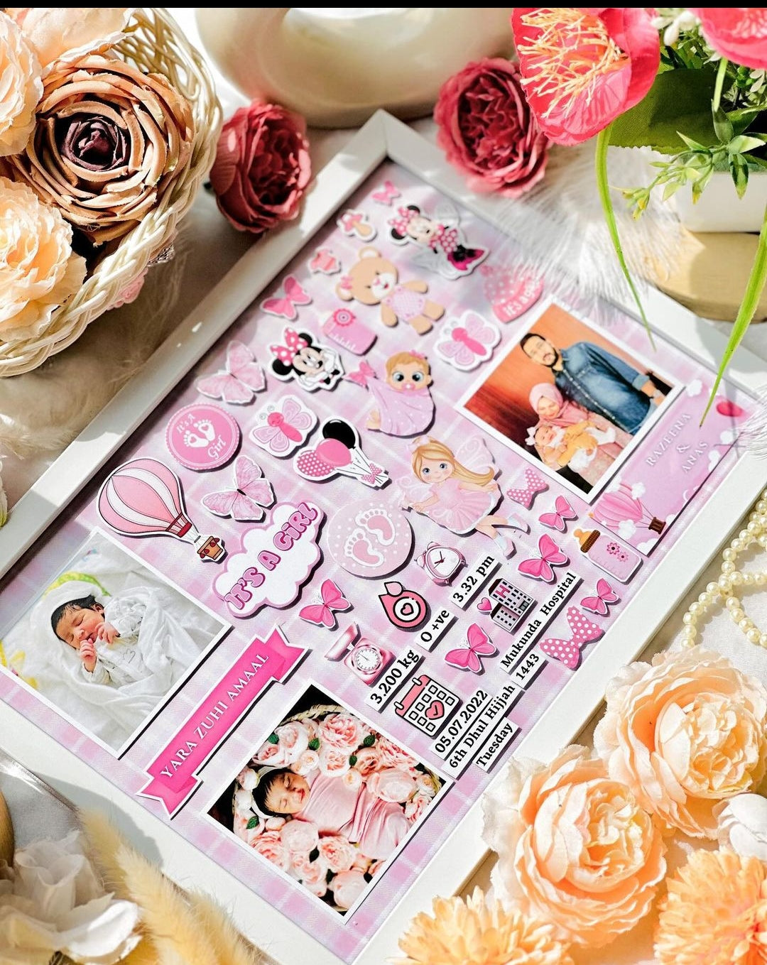 Personalized baby memory frame 11.5X16.5"